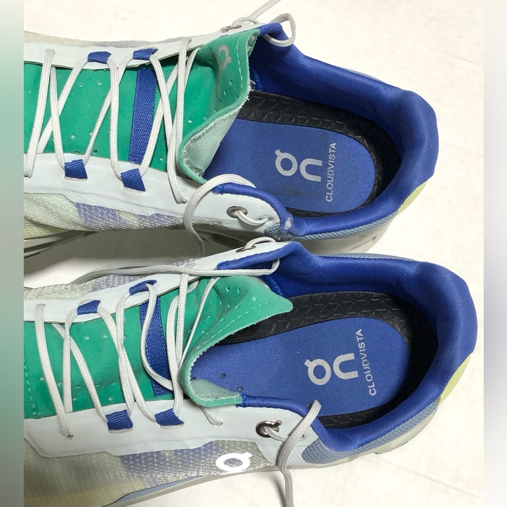 On Running Men's White, Green & Blue Athletic Shoes - Picture 7 of 11
